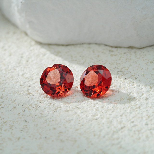 Pierres précieuses rondes taille brillant rose Padparadscha cultivées en laboratoire