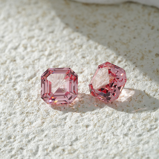 Asscher Cut Rose Padparadscha Couleur Pierres précieuses cultivées en laboratoire