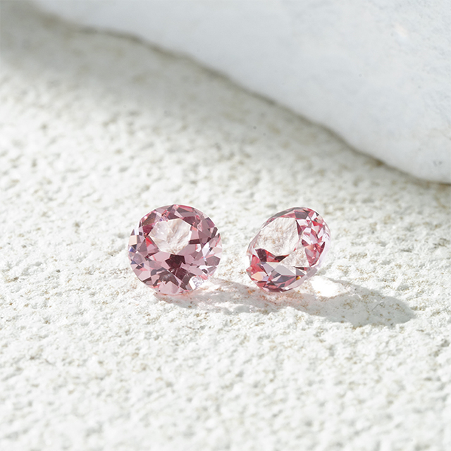 Pierres précieuses rondes taille brillant rose Padparadscha cultivées en laboratoire