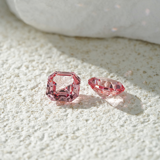 Asscher Cut Rose Padparadscha Couleur Pierres précieuses cultivées en laboratoire