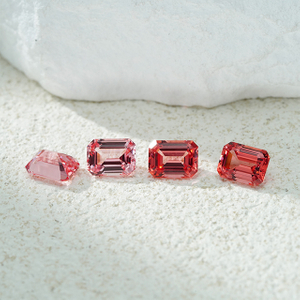 Octogone taille émeraude rose Padparadscha couleur pierres précieuses cultivées en laboratoire en vrac