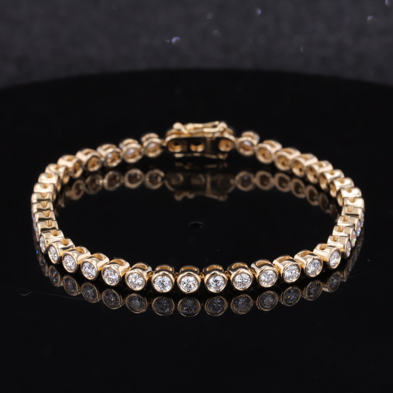 Bracelet de tennis en chaîne Moissanite en or 10K 14K, ensemble de lunette, 2.5mm