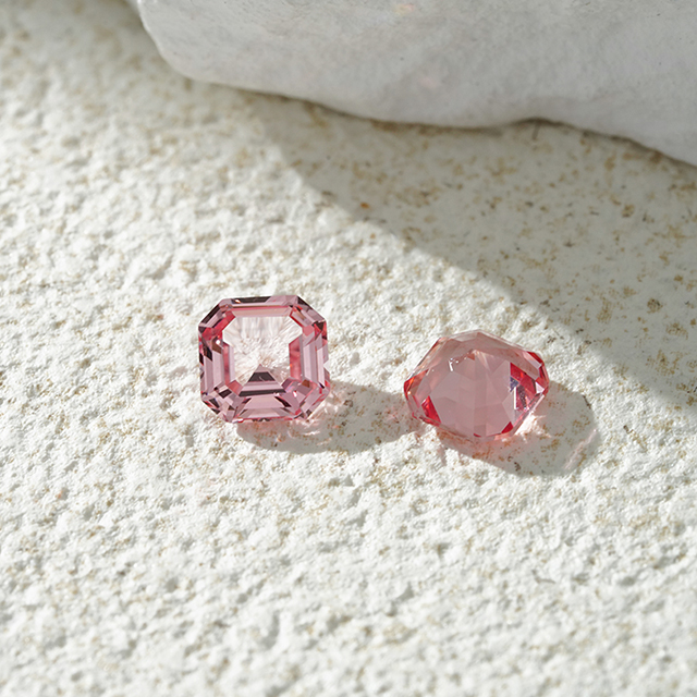 Asscher Cut Rose Padparadscha Couleur Pierres précieuses cultivées en laboratoire