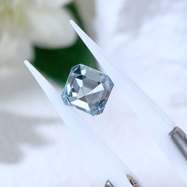 Diamant de couleur bleue fantaisie, taille Asscher, CVD, cultivé en laboratoire avec IGI