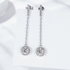 Boucles d\'oreilles en argent sterling S925, rondes et brillantes, en Moissanite, pendantes en diamant